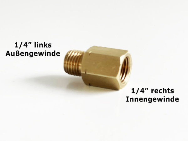 Verbindungsstück Übergang IG 1/4" R x AG 1/4" lks Gas Adapter Reduzierstück für Gaskocher Grill